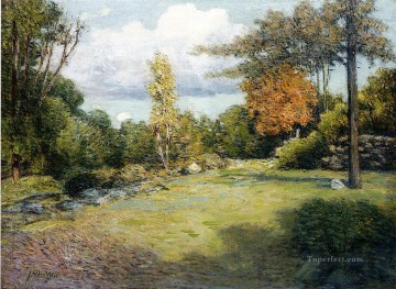 地味なシーン Painting - 秋の日の印象派の風景ジュリアン・オールデン・ウィアー